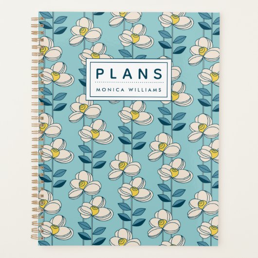 Jouw naam toevoegen | Moderne en middeleeuwse bloe Planner (Voorkant)