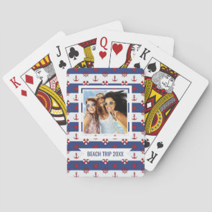 Jouw naam toevoegen Nautische sterren en strips Pokerkaarten