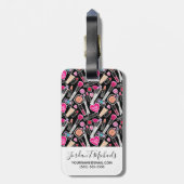 Jouw naam toevoegen | Neon Makeup Pattern Bagagelabel (Achterkant verticaal)