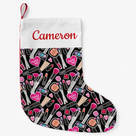Jouw naam toevoegen | Neon Makeup Pattern Kleine Kerstsok (Voorkant)