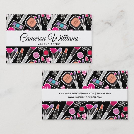 Jouw naam toevoegen | Neon Makeup Pattern Visitekaartje (Voorkant / Achterkant)