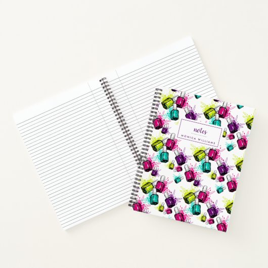 Jouw naam toevoegen | Neon Nail Pools patroonpatro Notitieboek (Binnen)