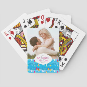 Jouw naam toevoegen   Neon Yacht Pattern Pokerkaarten