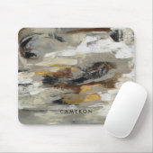 Jouw naam toevoegen | Neutrale Abstracte grijze af Muismat (Met muis)