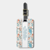 Jouw naam toevoegen | Noord-Zee Cute Doodle Patroo Bagagelabel (Voorkant verticaal)