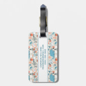Jouw naam toevoegen | Noord-Zee Cute Doodle Patroo Bagagelabel (Achterkant verticaal)