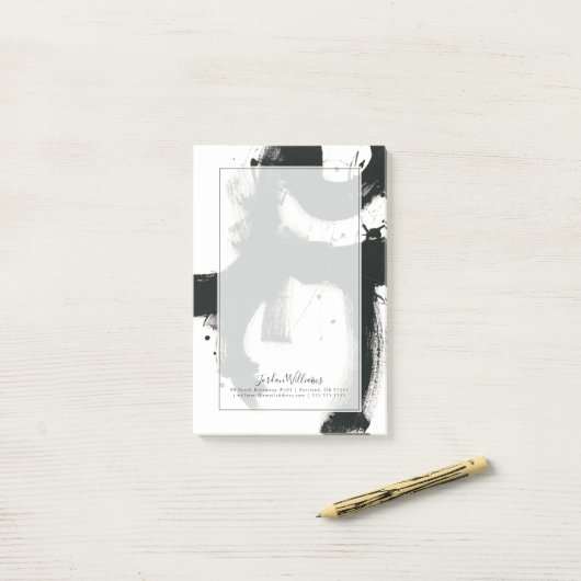 Jouw naam toevoegen | Onyx Gesture - zwarte verfla Post-it® Notes (Op bureau)