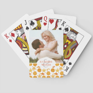 Jouw naam toevoegen   Oranje balkpatroon Pokerkaarten