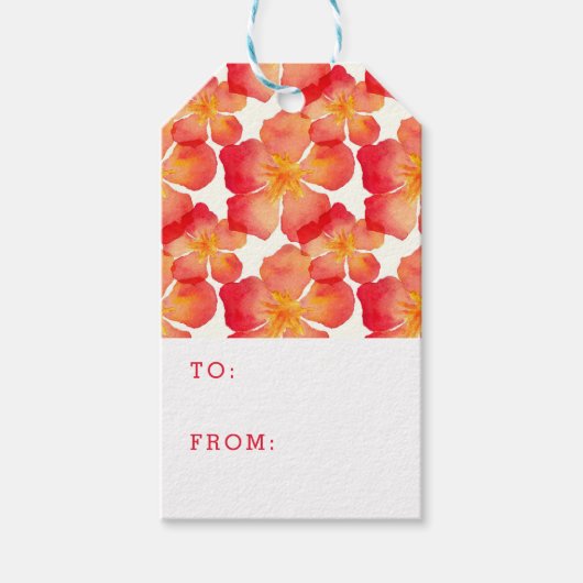 Jouw naam toevoegen | Oranje Oleander Floral Patte Cadeaulabel (Voorkant)