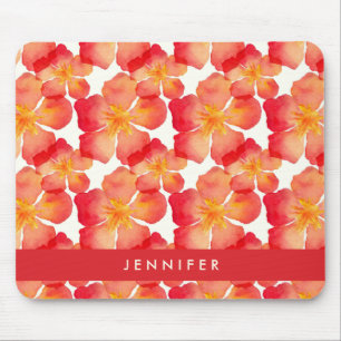 Jouw naam toevoegen Oranje Oleander Floral Patte Muismat