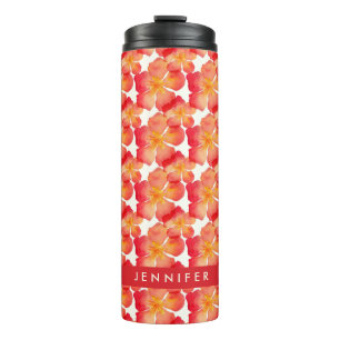Jouw naam toevoegen   Oranje Oleander Floral Patte Thermosbeker