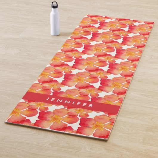 Jouw naam toevoegen | Oranje Oleander Floral Patte Yogamat (In situ)