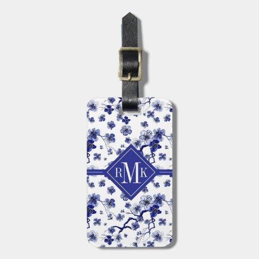 Jouw naam toevoegen | Oriental Sakura Branch Patte Bagagelabel (Voorkant verticaal)