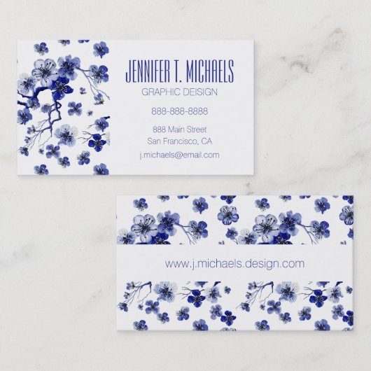 Jouw naam toevoegen | Oriental Sakura Branch Patte Visitekaartje (Voorkant / Achterkant)