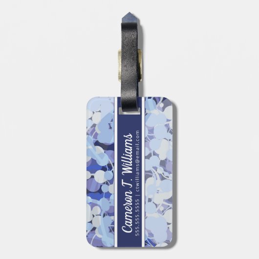 Jouw naam toevoegen | Paars microbe-patroon Bagagelabel (Achterkant verticaal)