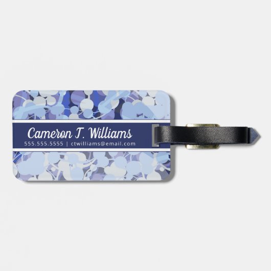 Jouw naam toevoegen | Paars microbe-patroon Bagagelabel (Achterkant horizontaal)