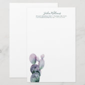 Jouw naam toevoegen | Paarse Cactus Briefpapier (Voorkant / Achterkant)
