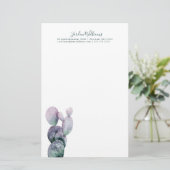 Jouw naam toevoegen | Paarse Cactus Briefpapier (Staand voorkant)