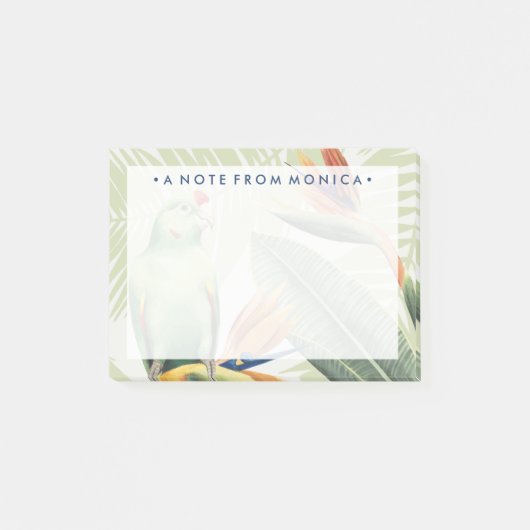 Jouw naam toevoegen | Palmbladeren met groene voge Post-it® Notes (Voorkant)