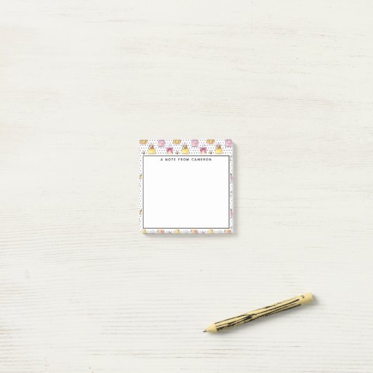 Jouw naam toevoegen | Parfum flespatroon Post-it® Notes (Op bureau)