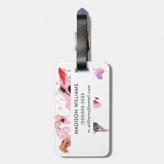 Jouw naam toevoegen | Pastel Comestics-Wereldkaart Bagagelabel (Achterkant verticaal)