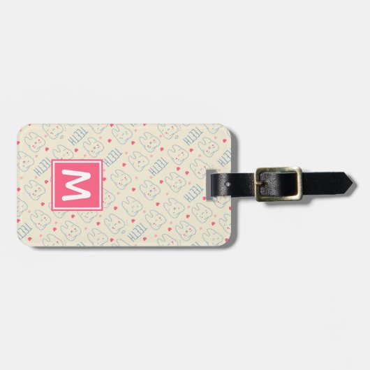 Jouw naam toevoegen | Pastel Happy Teeth Pattern Bagagelabel (Voorkant horizontaal)