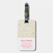 Jouw naam toevoegen | Pastel Happy Teeth Pattern Bagagelabel (Achterkant verticaal)