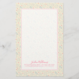 Jouw naam toevoegen   Pastel Happy Teeth Pattern Briefpapier