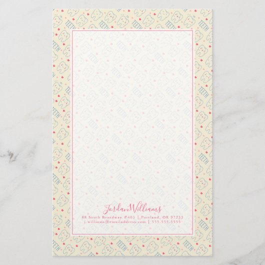 Jouw naam toevoegen | Pastel Happy Teeth Pattern Briefpapier (Voorkant)