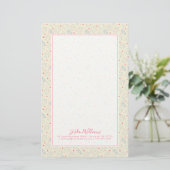 Jouw naam toevoegen | Pastel Happy Teeth Pattern Briefpapier (Staand voorkant)