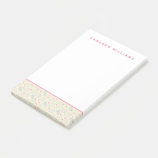 Jouw naam toevoegen | Pastel Happy Teeth Pattern Post-it® Notes (Schuin)