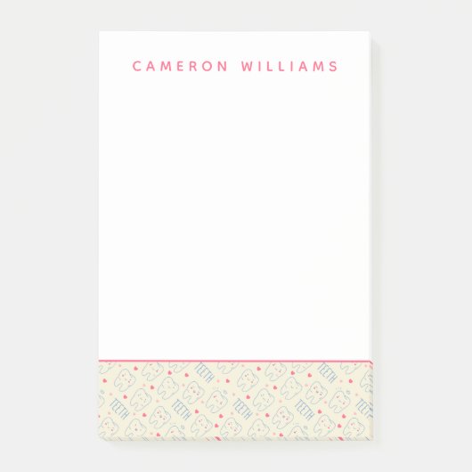 Jouw naam toevoegen | Pastel Happy Teeth Pattern Post-it® Notes (Voorkant)