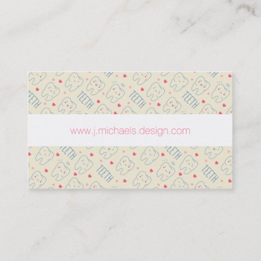 Jouw naam toevoegen | Pastel Happy Teeth Pattern Visitekaartje (Achterkant)