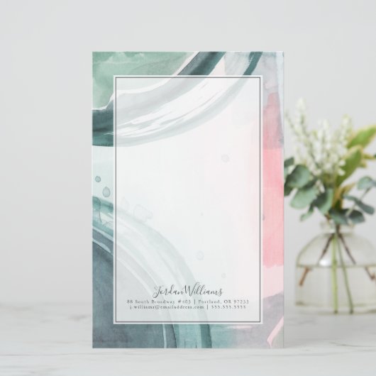Jouw naam toevoegen | Pastel Scribe — Waterverf Briefpapier (Staand voorkant)