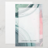 Jouw naam toevoegen | Pastel Scribe — Waterverf Briefpapier (Voorkant / Achterkant)