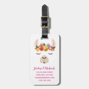 Jouw naam toevoegen   Patroon Alpaca & Flowers Bagagelabel