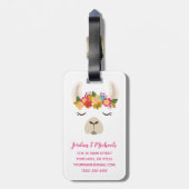 Jouw naam toevoegen | Patroon Alpaca & Flowers Bagagelabel (Achterkant verticaal)