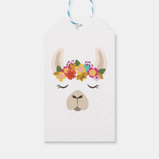 Jouw naam toevoegen | Patroon Alpaca & Flowers Cadeaulabel (Achterkant)