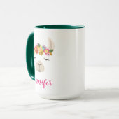 Jouw naam toevoegen | Patroon Alpaca & Flowers Mok (Voorkant links)