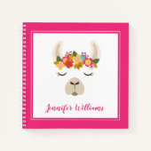 Jouw naam toevoegen | Patroon Alpaca & Flowers Notitieboek (Voorkant)