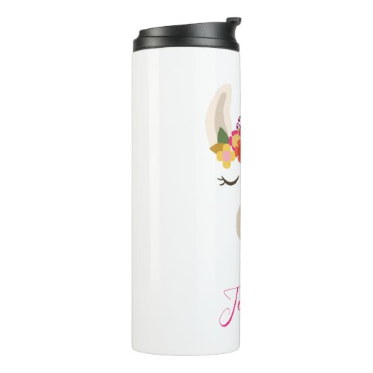 Jouw naam toevoegen | Patroon Alpaca & Flowers Thermosbeker (Gedraaid links)