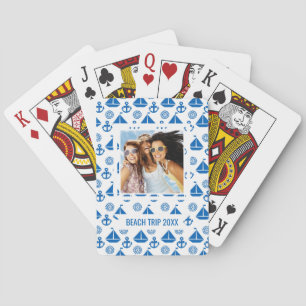Jouw naam toevoegen Patroon Cartoon Sail Boat Pokerkaarten