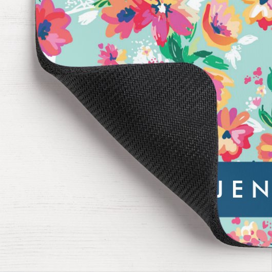 Jouw naam toevoegen | Patroon geverfde bloemen Muismat (Hoek)