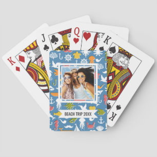 Jouw naam toevoegen Patroon mariene symbolen Pokerkaarten