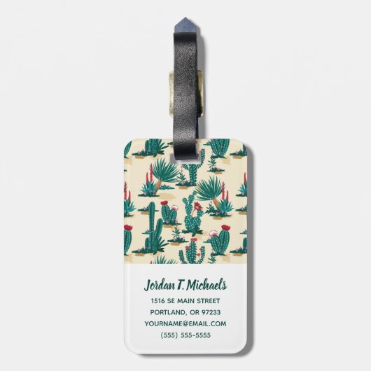 Jouw naam toevoegen | Patroon met groene en rode c Bagagelabel (Achterkant verticaal)