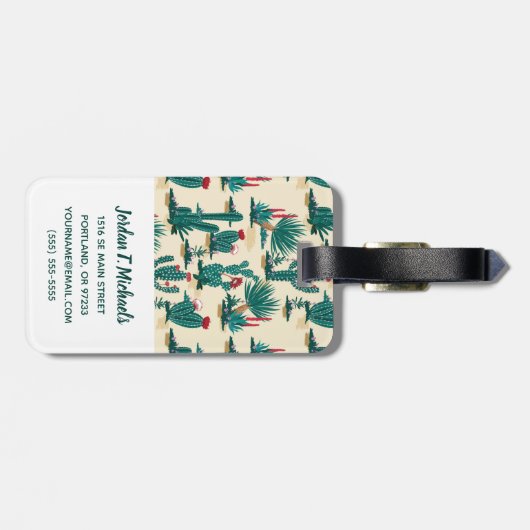 Jouw naam toevoegen | Patroon met groene en rode c Bagagelabel (Achterkant horizontaal)