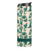 Jouw naam toevoegen | Patroon met groene en rode c Thermosbeker (Gedraaid links)