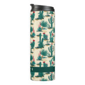 Jouw naam toevoegen | Patroon met groene en rode c Thermosbeker (Geroteerd rechts)