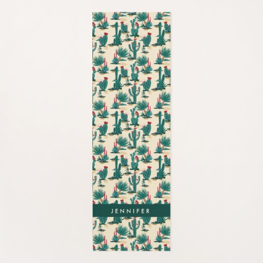Jouw naam toevoegen | Patroon met groene en rode c Yogamat (Voorkant)