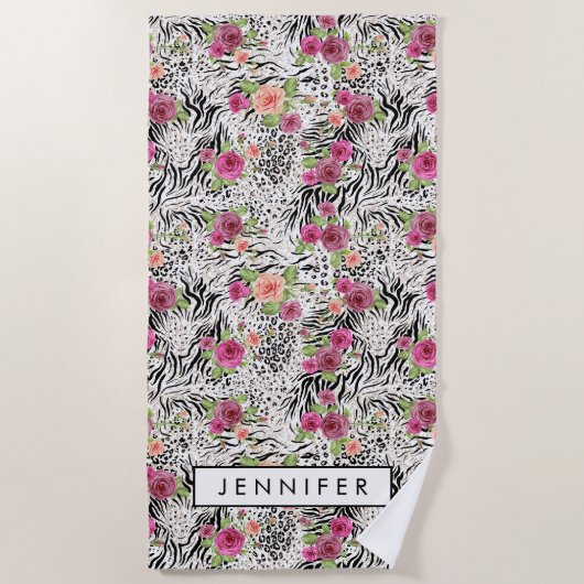 Jouw naam toevoegen | Patroon met proefdrukken Strandlaken (Voorkant)